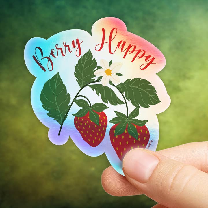 Berry Happy Vinyl Sticker for wholesale by Uniquely Inviting
