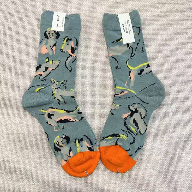 Tourtiwi – Meias - Unissexo por atacado – Meias com padrão de pintura a óleo assimétrico26