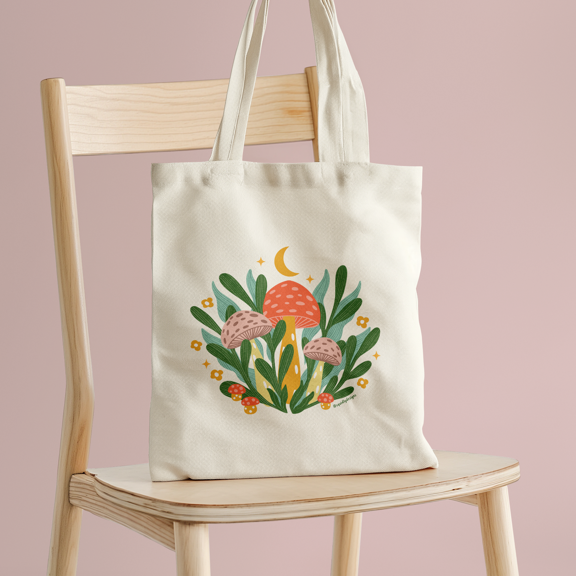 Squidly Designs - Wholesale Tote Bag - Unisex - Tote Bag - Mushroom (Double-sided)2