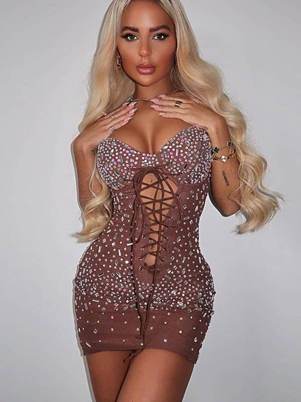 Aria Romance - Wholesale Dress - Women's - Metallic Strap Sleeveless Dress2