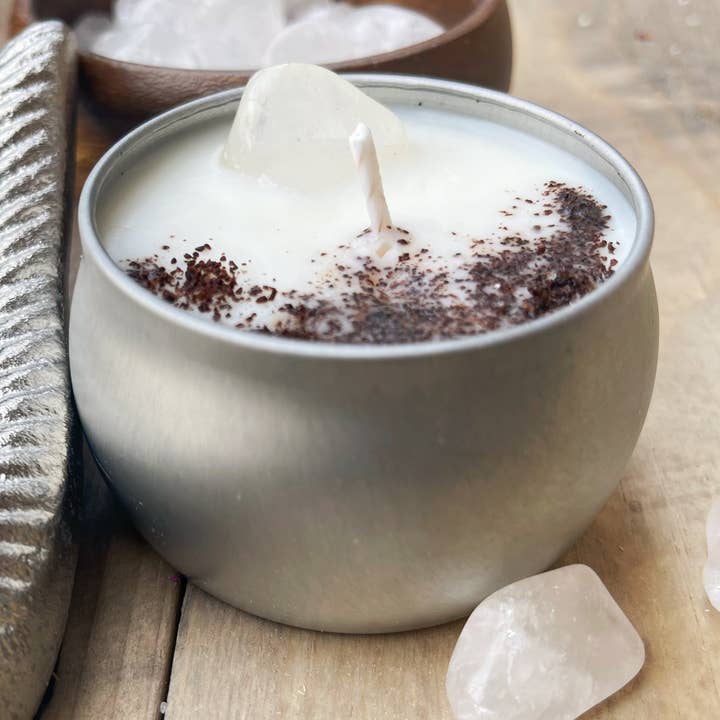 Rage Gems & Jewelry - Wholesale Jar/Filled Candle - Crystal Quartz & Coffee Candle and Stash Jar0