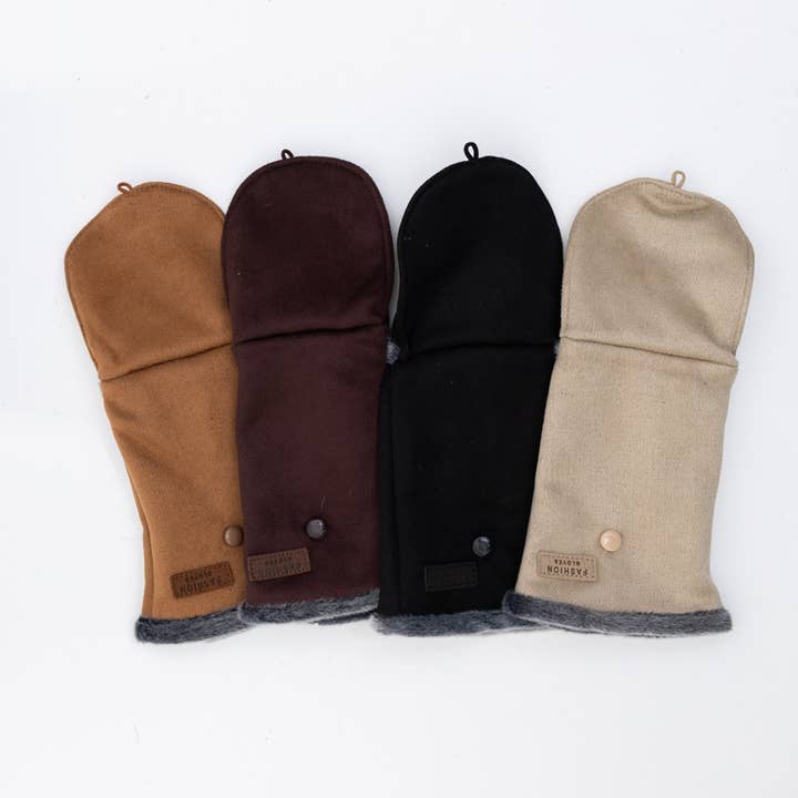 Leto Accessories - Venta al por mayor Guantes - Unisex - Manoplas convertibles de gamuza sintética sin dedos1