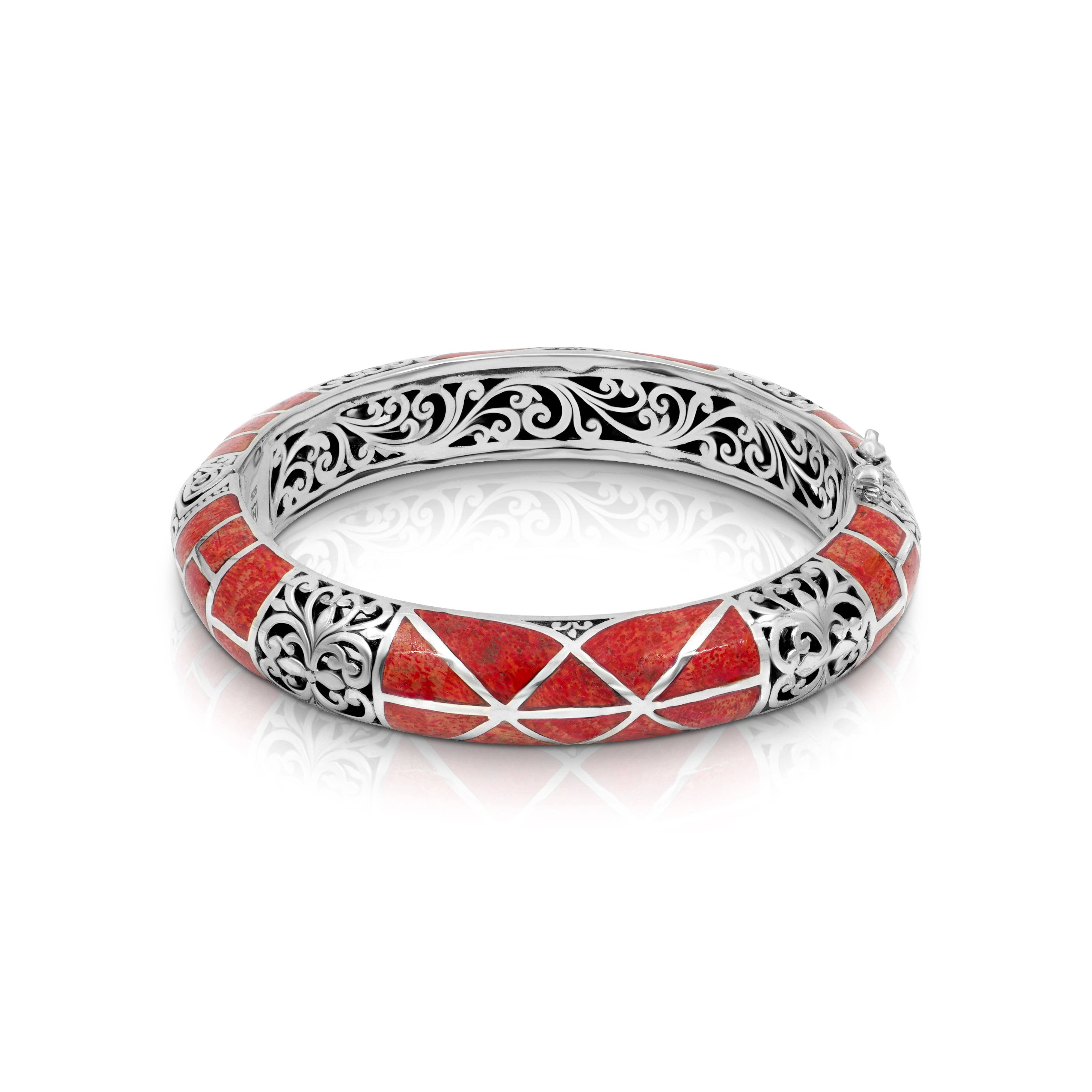 Damai Designs - Wholesale Bangle Bracelet - Balinese Sterling Silver Bangle with Coral Shell2