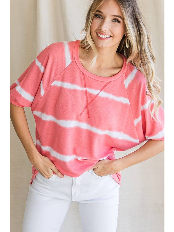 7th Ray – wholesale Tunika - Dam – Vardaglig Randig Batik Dam Tunika Topp T3978