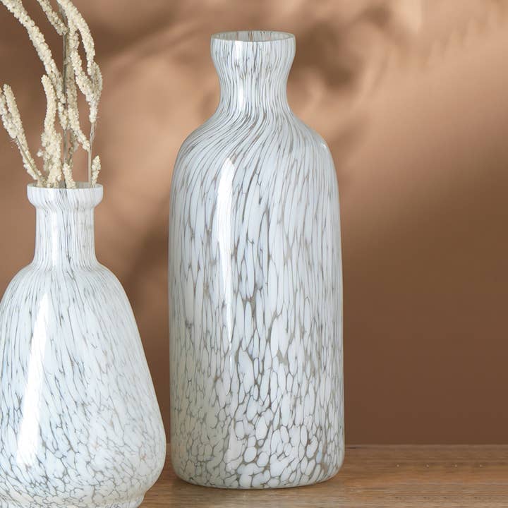 ExpoBazaar - Wholesale Vase - Ivory Splutter Glass Vase - 4X10"