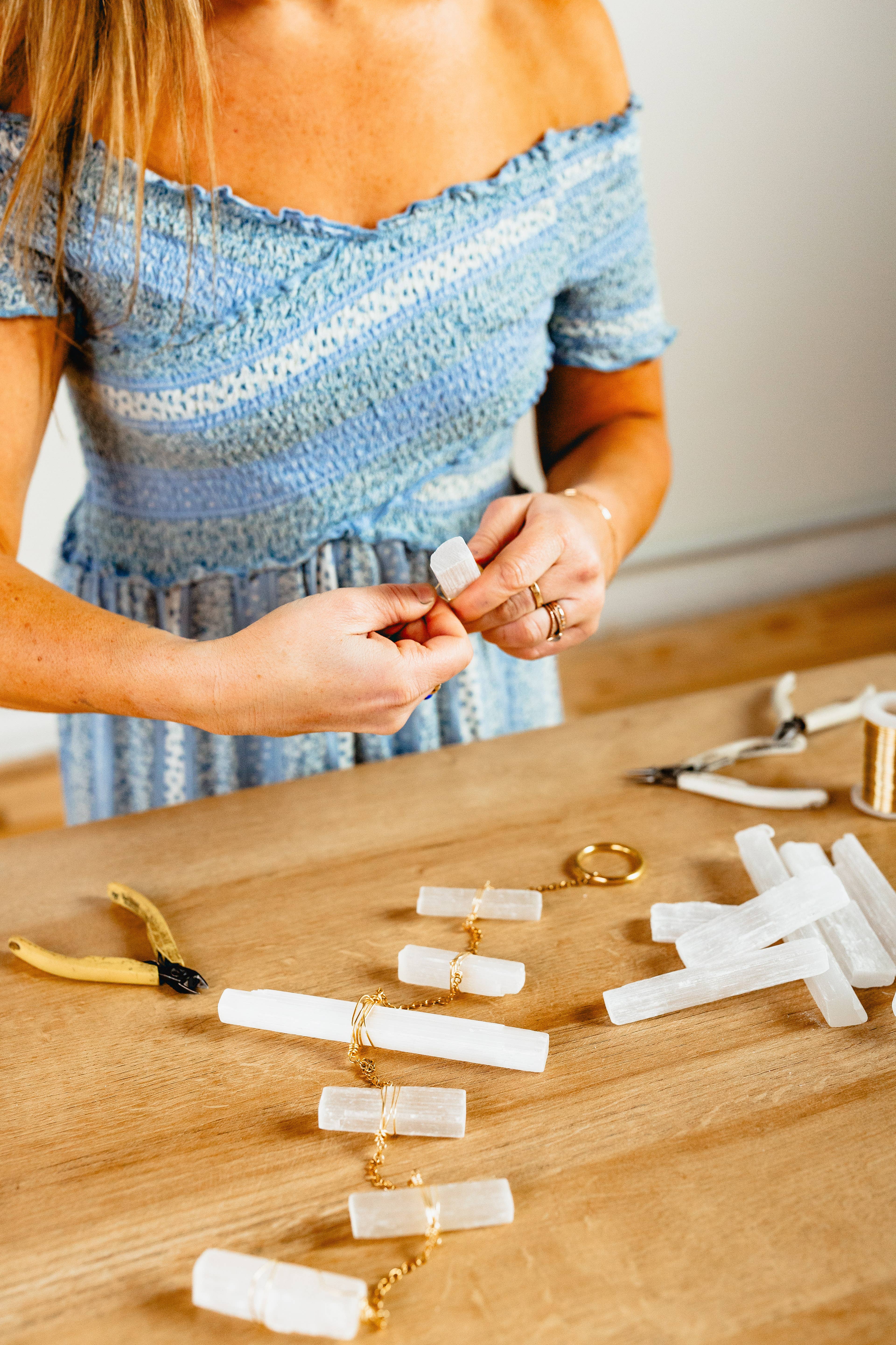 Elise Marie DeSigns - Wholesale Mobile - Selenite Wand Wall Hanging | Zen Crystal Wand Home Decor4