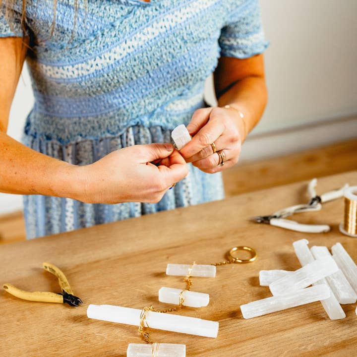 Elise Marie DeSigns - Wholesale Mobile - Selenite Wand Wall Hanging | Zen Crystal Wand Home Decor4