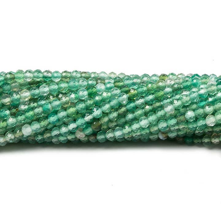 2mm Shaded Green Aventurine Micro Faceted rondelle beads 13 inch 180 pcs for wholesale by The Bead Traders
