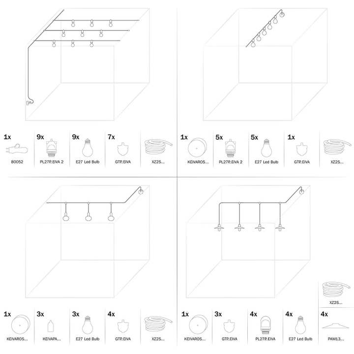LIGHTINUP S.R.L. – Großhandel Außen-/Gartenleuchten – Eiva-2, Außenlampenfassung mit doppeltem Ausgang IP65 Fassung E278
