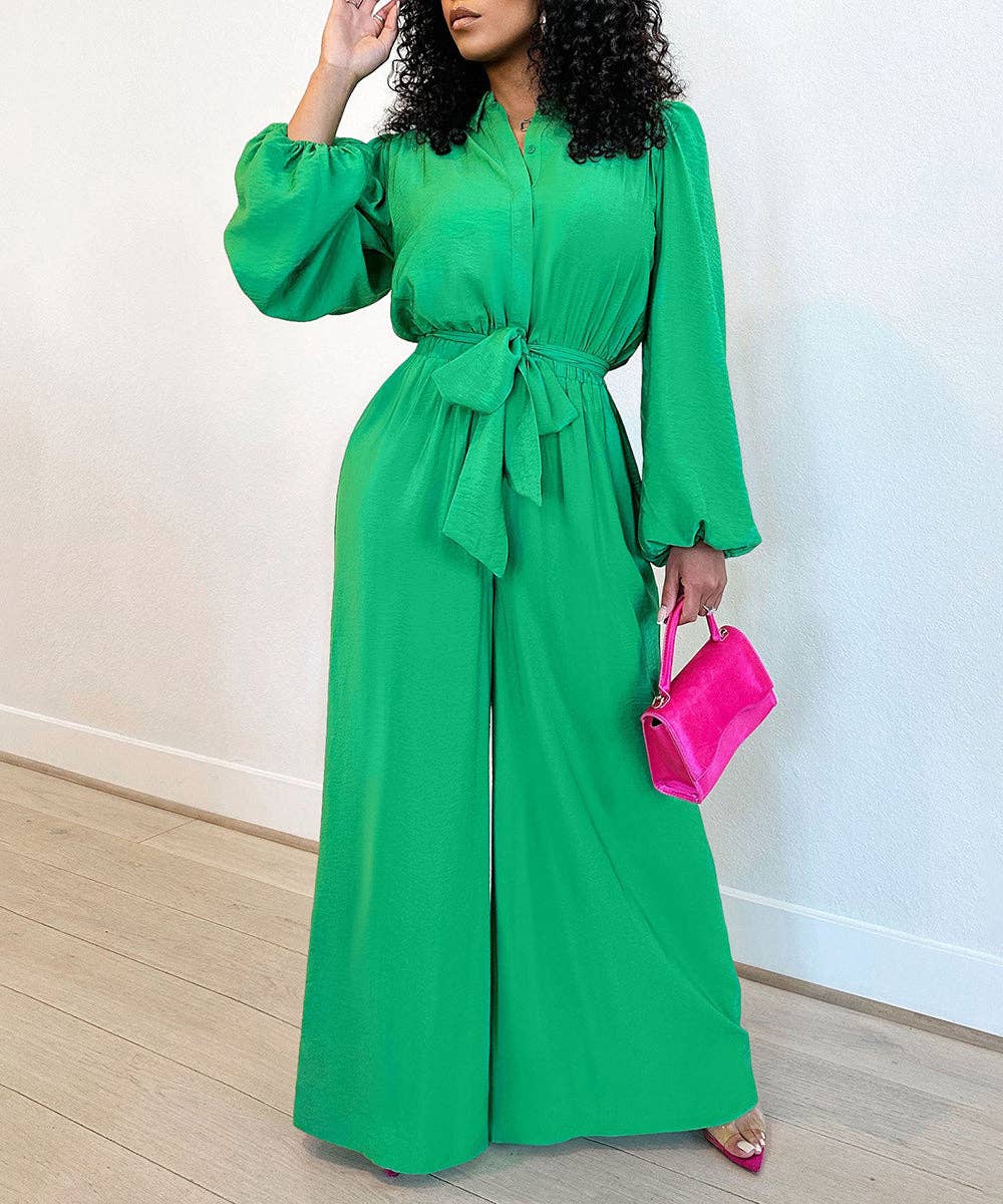 Aria Romance – Engroshandel Jumpsuit - Dame – Langærmet Højtaljet Buksedragt med Vide Ben12