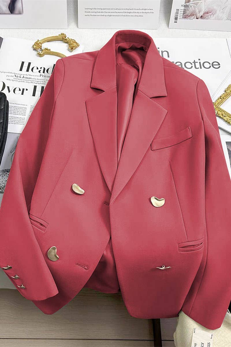 NINEXIS - Wholesale Blazer - Women's - CWOBL0138_SOLID COLOR METAL BUTTON LAPEL COMMUTER SUIT10