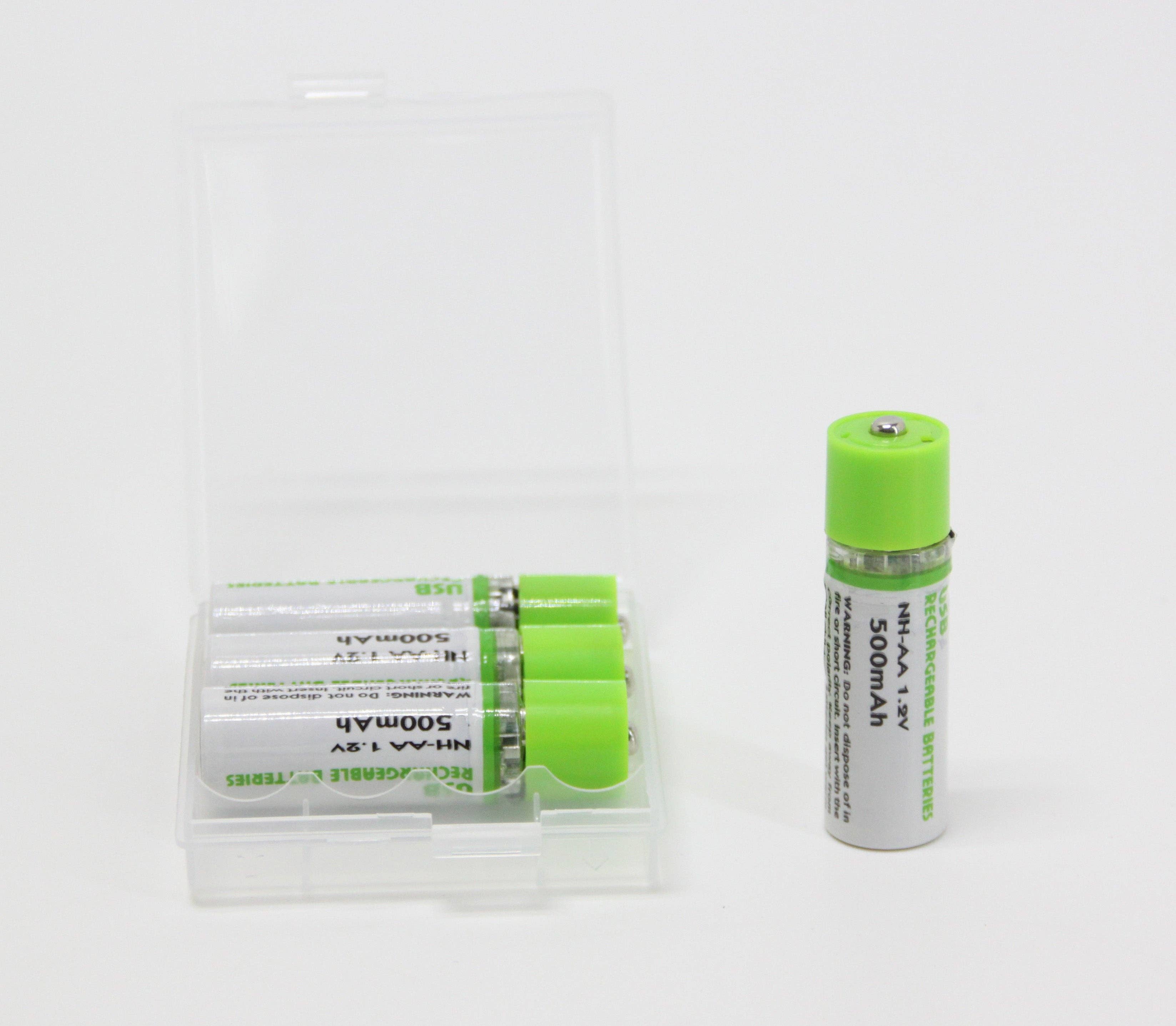 FIXTUREDISPLAYS - Wholesale Portable Charger - 4 Packs Built in USB Cell AA Rechargable Battery 1.2V 500MAH 16079 4PK2