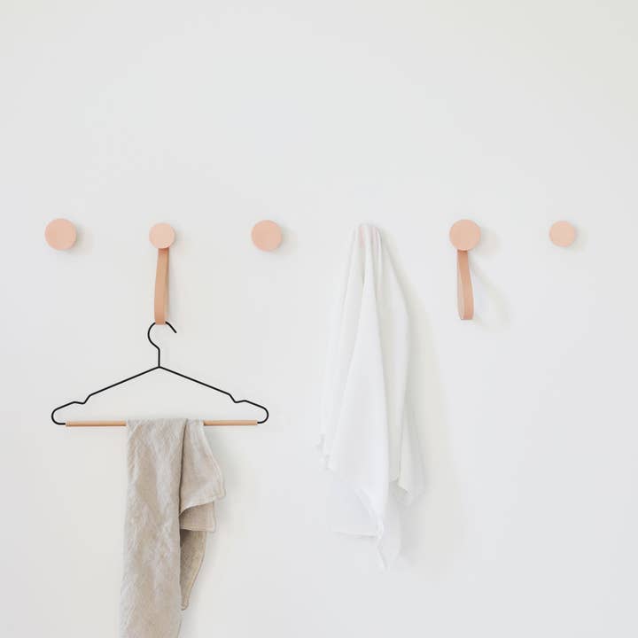 5mm Paper - Wholesale Wall Hook - Beech Wood & Copper Coat Hook With Leather Strap2