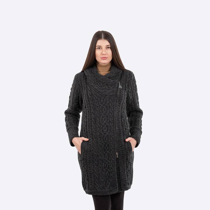 Cable Knit Aran Coat - 2 Color Variations for wholesale by Dublin Gift Company