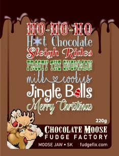 Chocolate Moose Fudge Factory - Vente Fudges - Fudge à clapet « Ho Ho Sleigh Rides Frosty Christmas » 220 g0