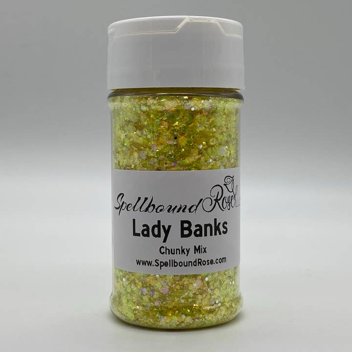 Lady Banks - Yellow Iridescent Chunky Mix Glitter, 2oz by wt for wholesale by Spellbound Rose Creations