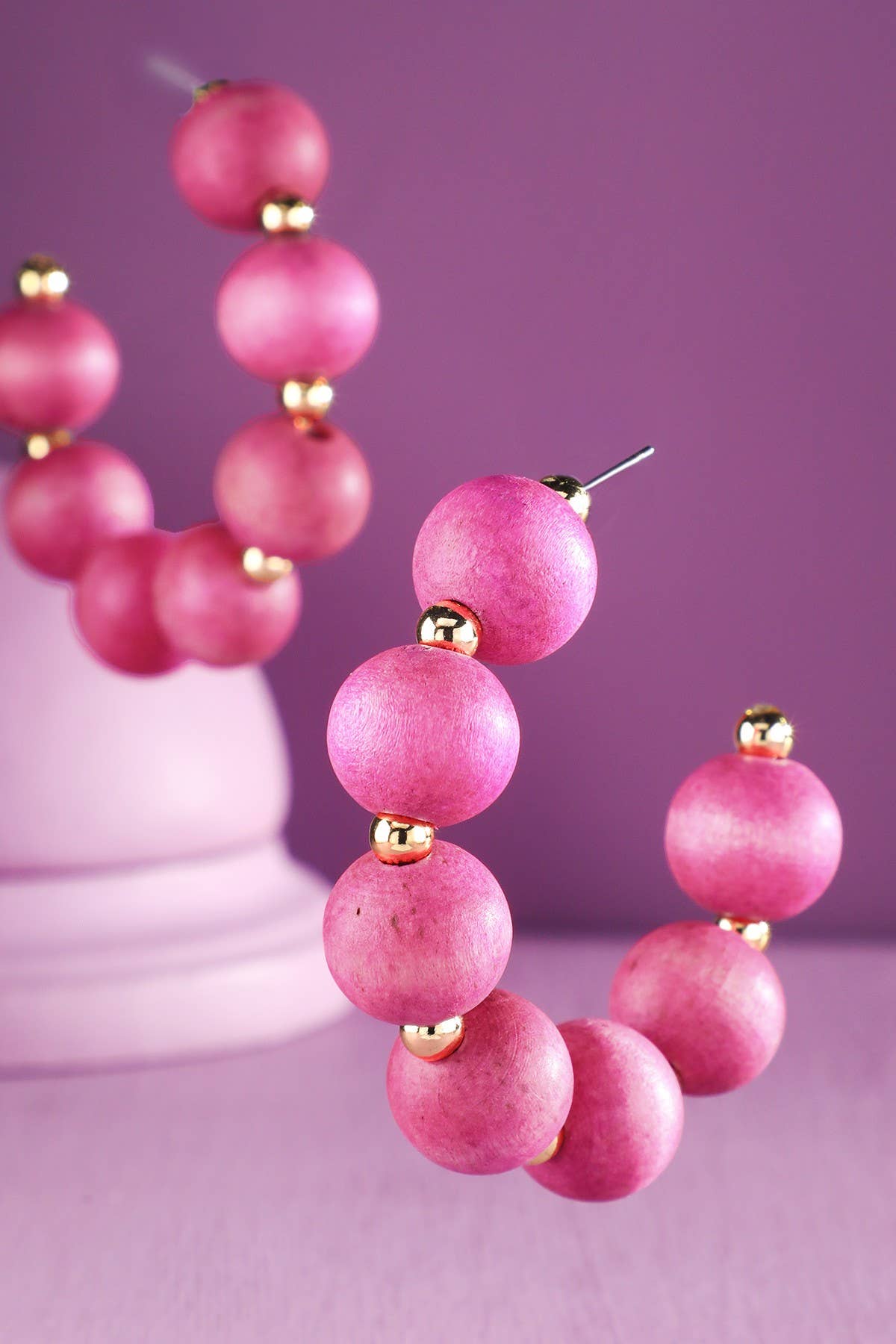 Urbanista - Wholesale Hoop Earrings - Beaded Open Hoop Earrings6