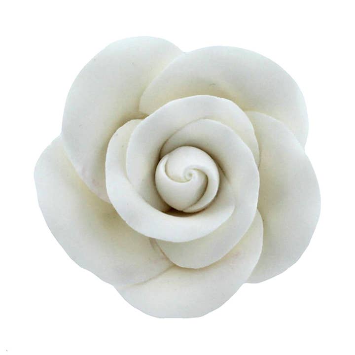 Global Sugar Art - Wholesale Cake/cupcake topper - Classic Tea Rose Sugar Cake Flowers, by Global Sugar Art, Wired, White, Medium0