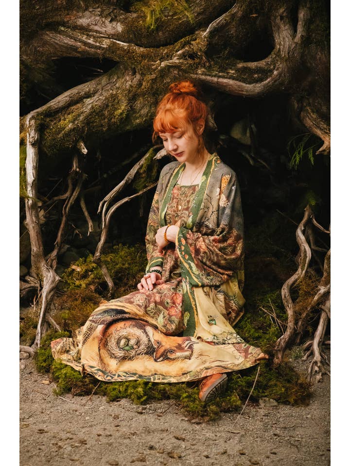 Market of Stars (Worldwide) - Wholesale Dress – Women's - Woodland Wisdom Bohéme Maxi Slip Dress w/ Florals, Fox & Owl7