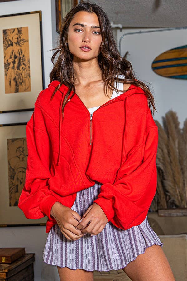 BUCKETLIST INC - Wholesale Hoodie - Women's - T1173A Zip-up French Terry Pullover Hoodie Jacket6