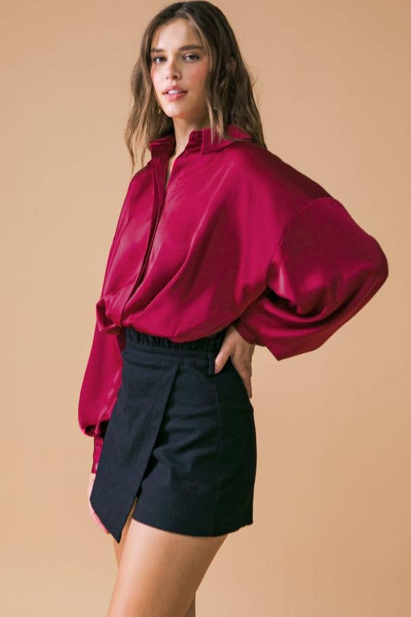 FLYING TOMATO – Großhandel Bluse – Damen – Ein solides gewebtes Top - IT12619-FW6