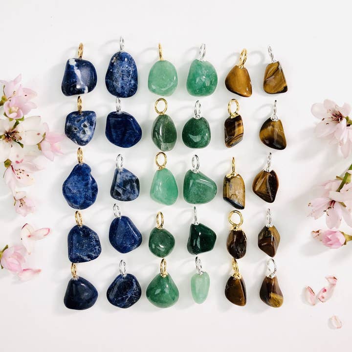 Rock Paradise - Wholesale Individual Charm/Pendant - Gemstone Tumbled Crystal Pendants A Grade - Small