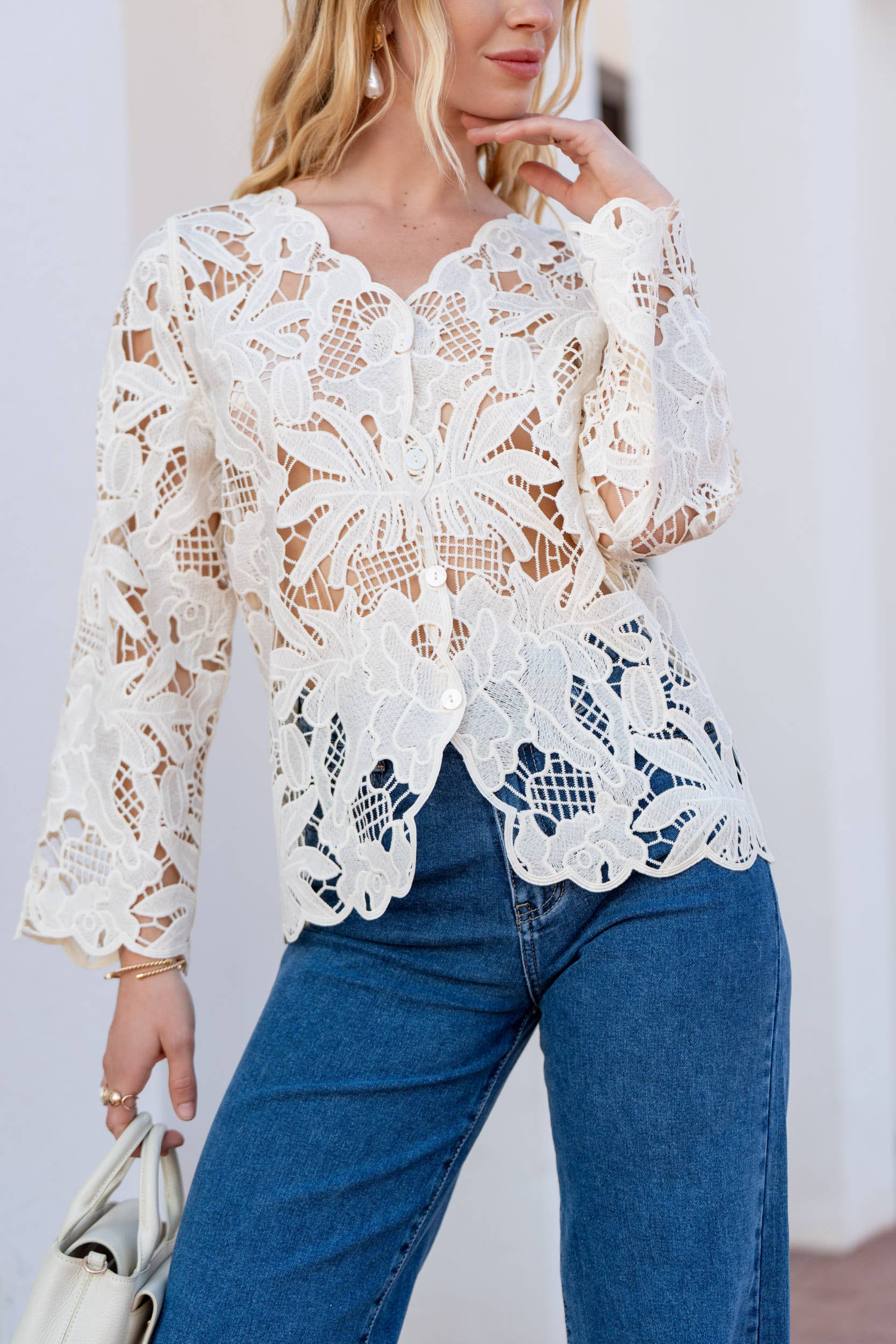 CHOKLATE PARIS - Vendita all'ingrosso Camicia button down - Donna - Cardigan Chiara in pizzo macramé - 810435