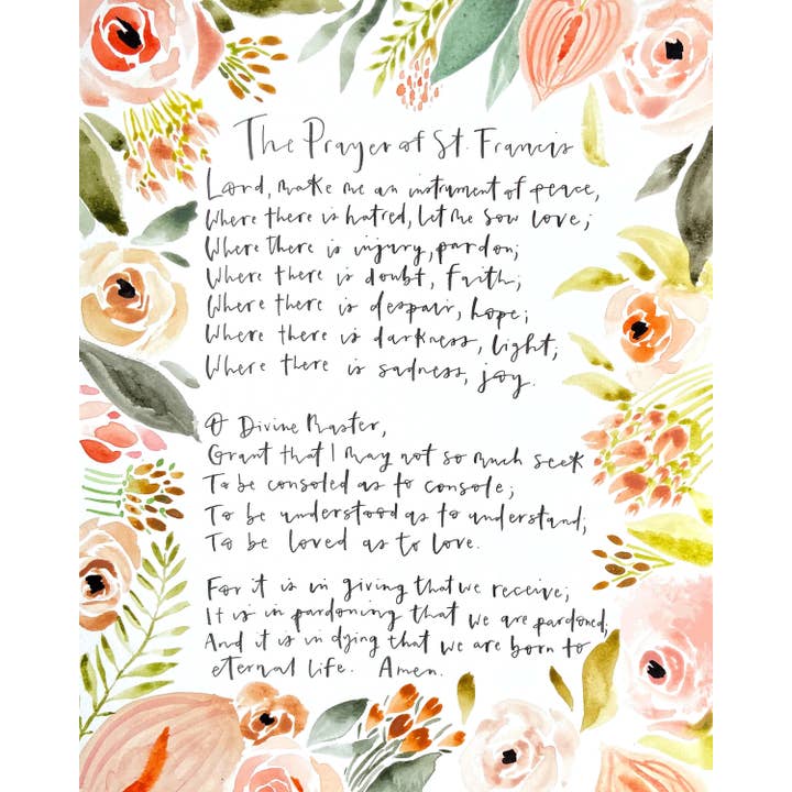 Fawnly – wholesale Art print – Prayer of St. Francis Fine Art Print 8x101