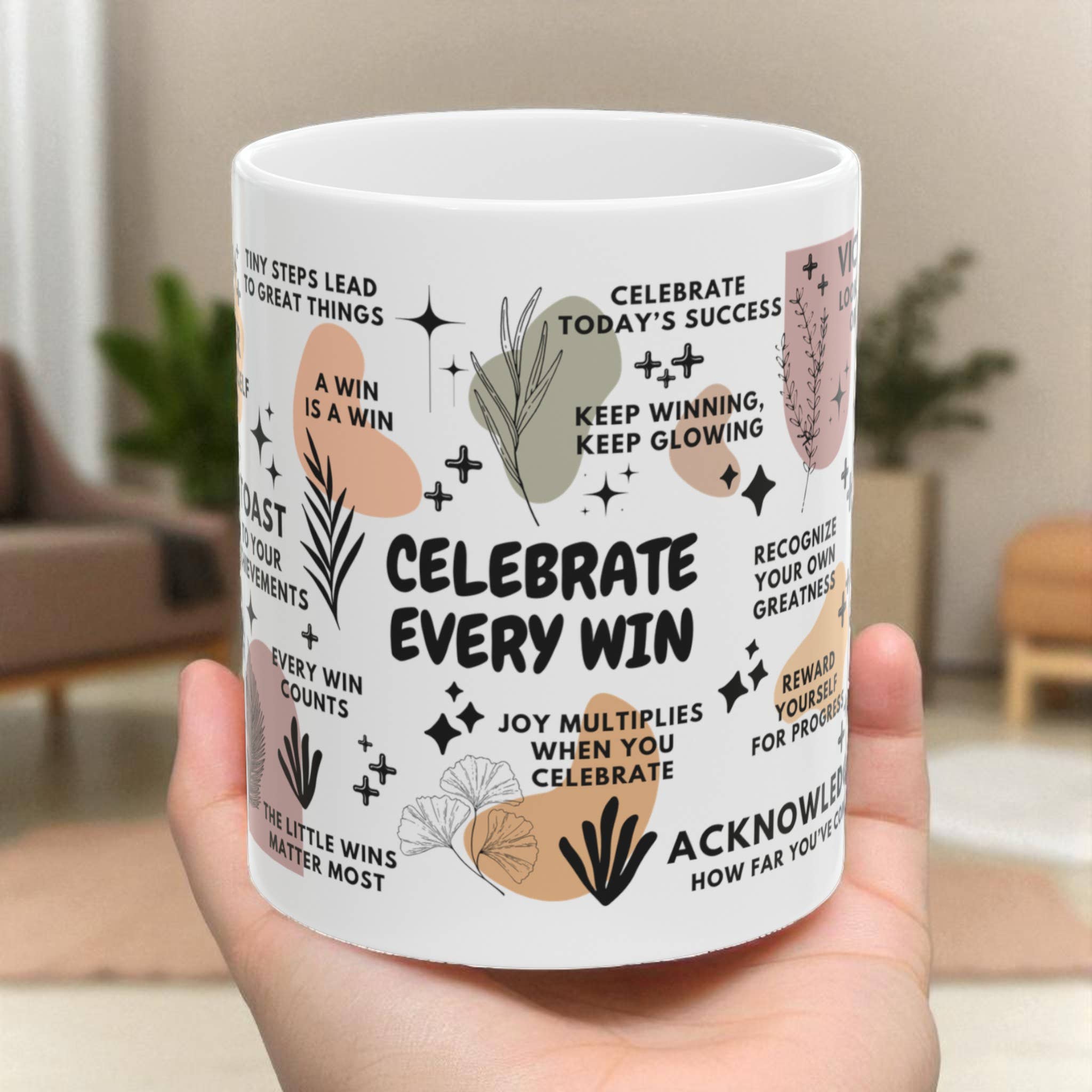 EMESLY - Wholesale Coffee Mug - Celebrate Every Win Motivational Coffee Mug Gift; 11oz/15oz