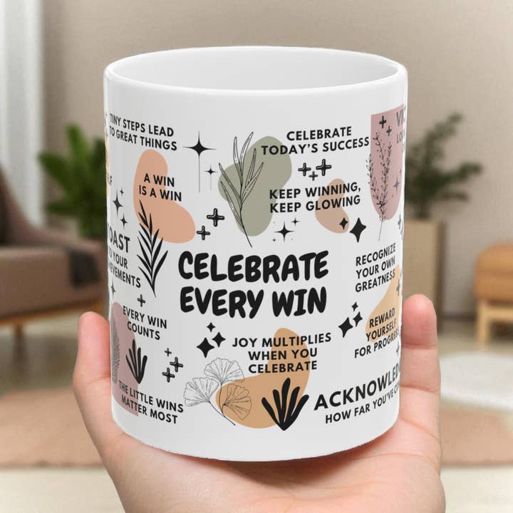 EMESLY - Wholesale Coffee Mug - Celebrate Every Win Motivational Coffee Mug Gift; 11oz/15oz0