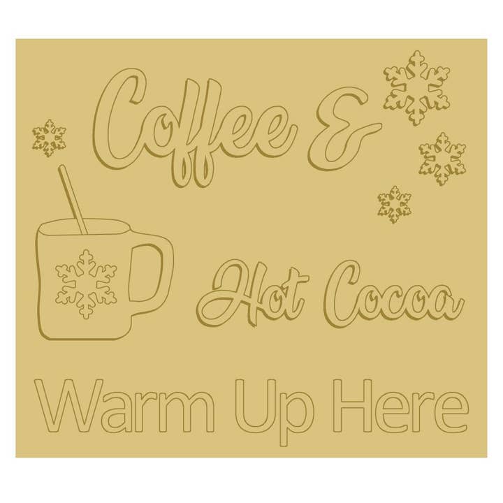 3D Coffee and Hot Cocoa Unfinished Wood Cutout Style 1 for wholesale by Diverse Woodworking