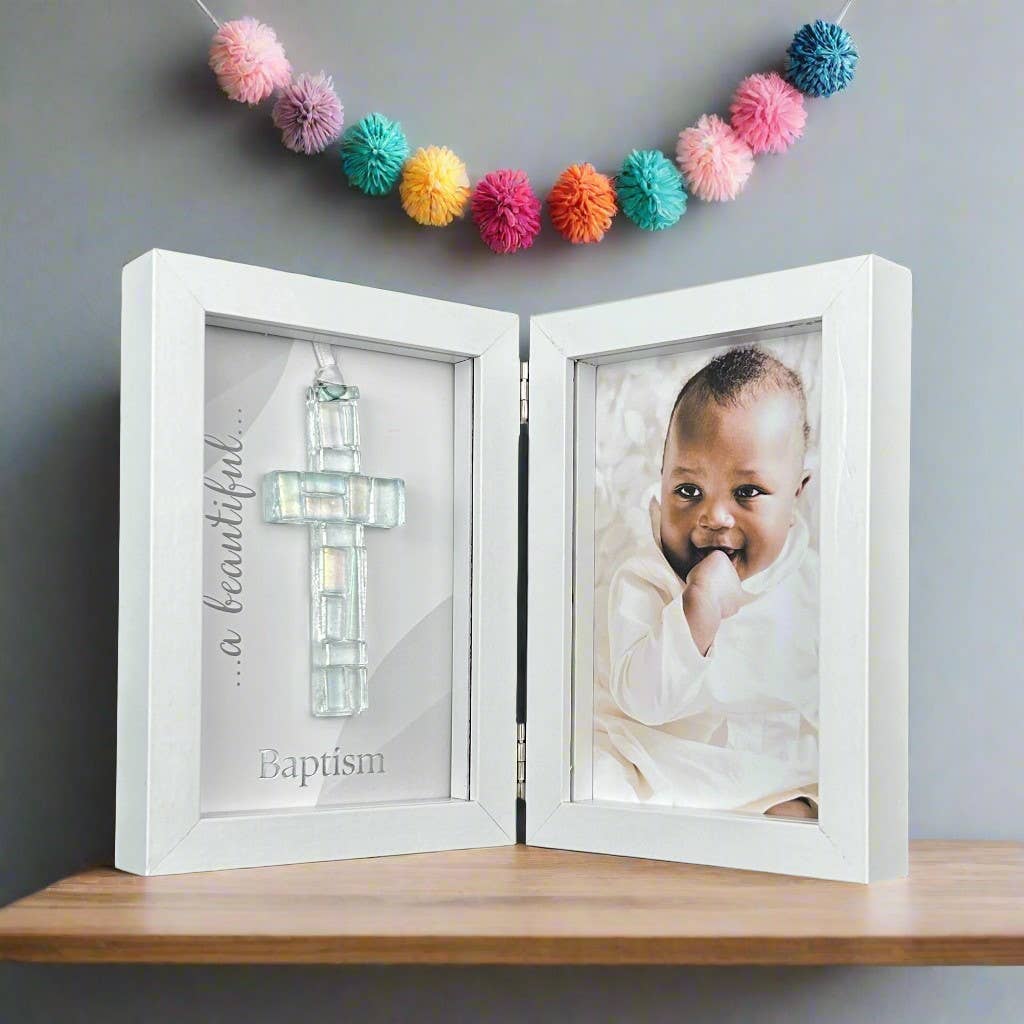 The Grandparent Gift Co. Inc. - Wholesale Picture Frame - Kids & Baby - Baby Baptism Cross Keepsake Frame 4x6 Shadow Box 50021