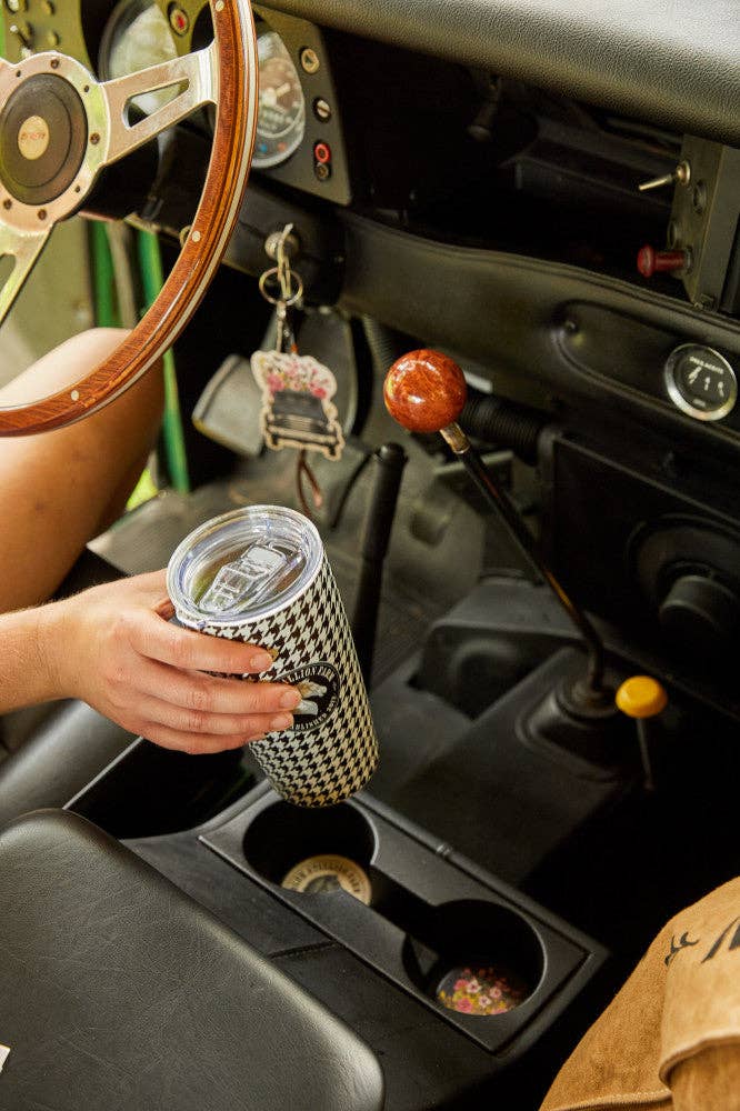 Blue Stallion Farm - Wholesale Insulated Mug/Tumbler - BLACK & WHITE HOUNDSTOOTH TUMBLER 18 OZ2