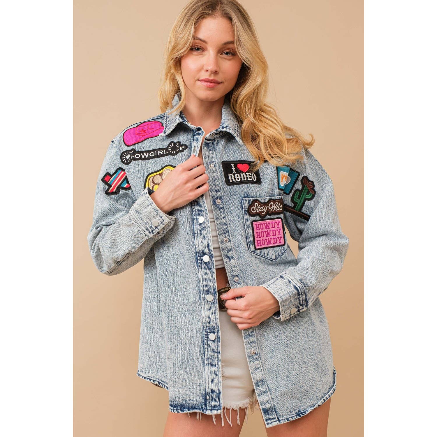 Apolline - Wholesale Denim Jacket - Women's - WASHED WESTERN PATCHWORK DENIM JACKET7