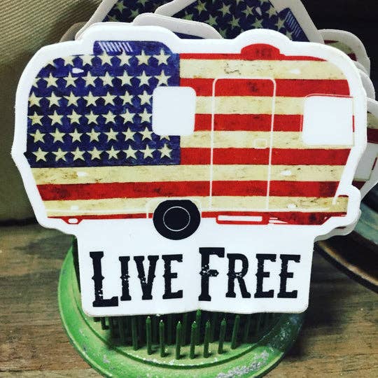 Vintage Bliss - Wholesale Sticker - LIVE FREE Trailer Flag Sticker