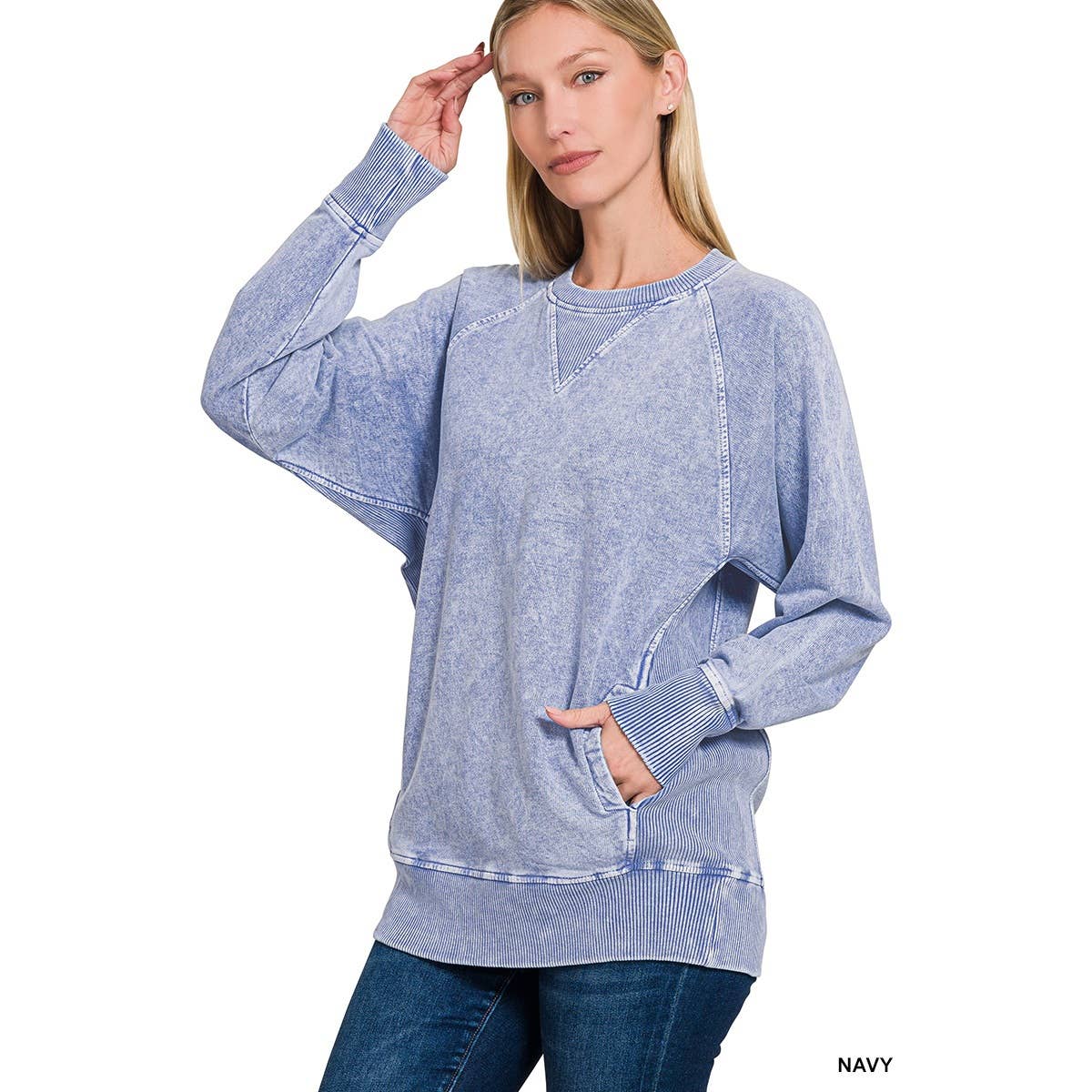 Apolline – Engroshandel Sweatshirt - Dame – Halo-vasket fransk frotté pullover med rund hals5