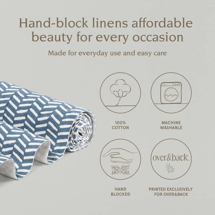 over&back - Wholesale Table Runner - Hand-Blocked Table Runner Floral Patterns 18x10850