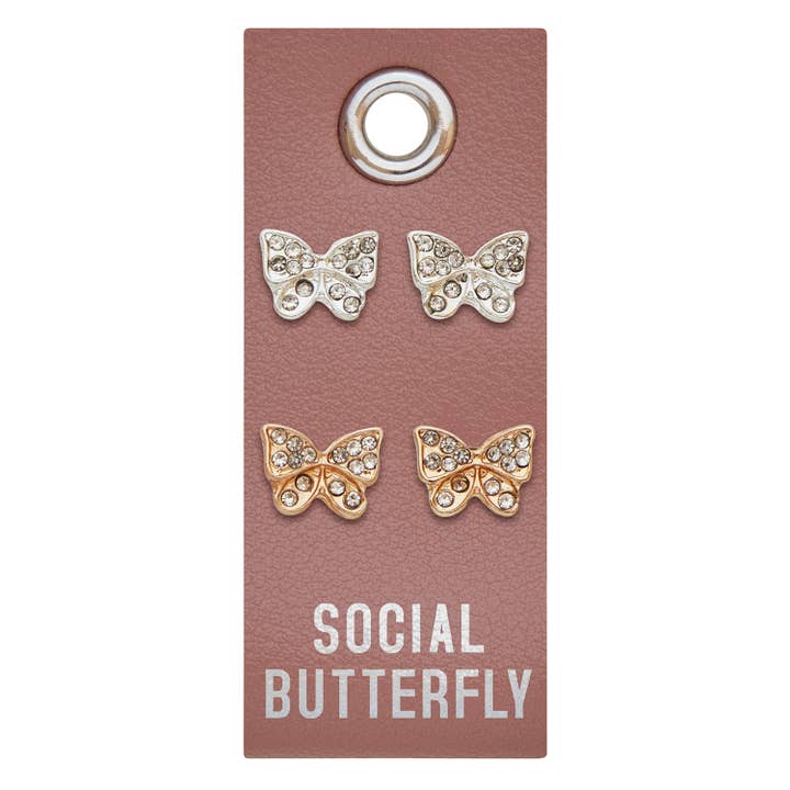 Silver Stud Earrings - Social Butterfly for wholesale by Santa Barbara Design Studio by Creative Brands
