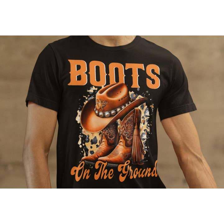 Boots On The Ground Western Cowboy Cowgirl T-Shirt for wholesale by NVC Ecommerce LLC