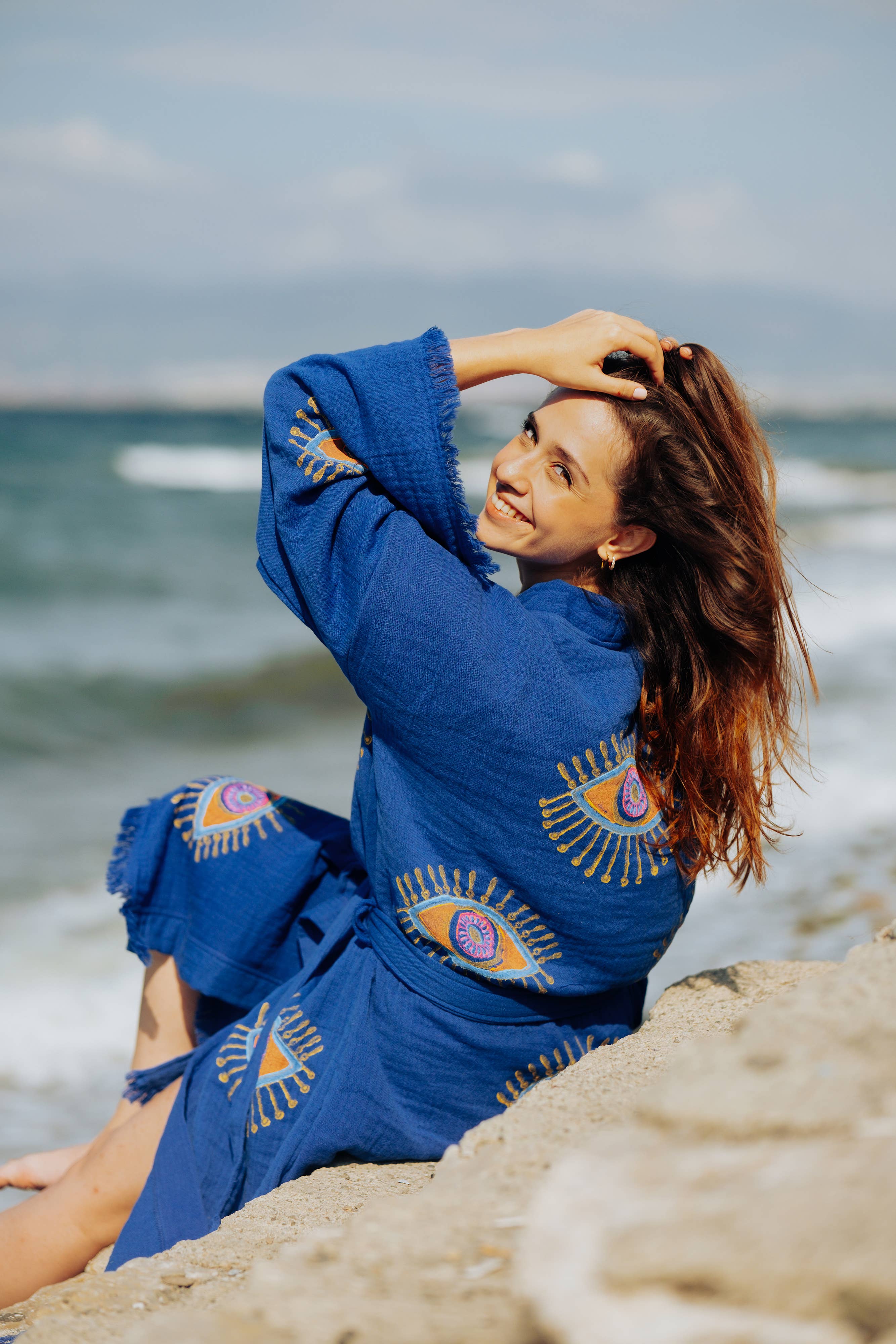 Moa – Kaftan - Mulher por atacado – Robe Evil Eye Rosa7