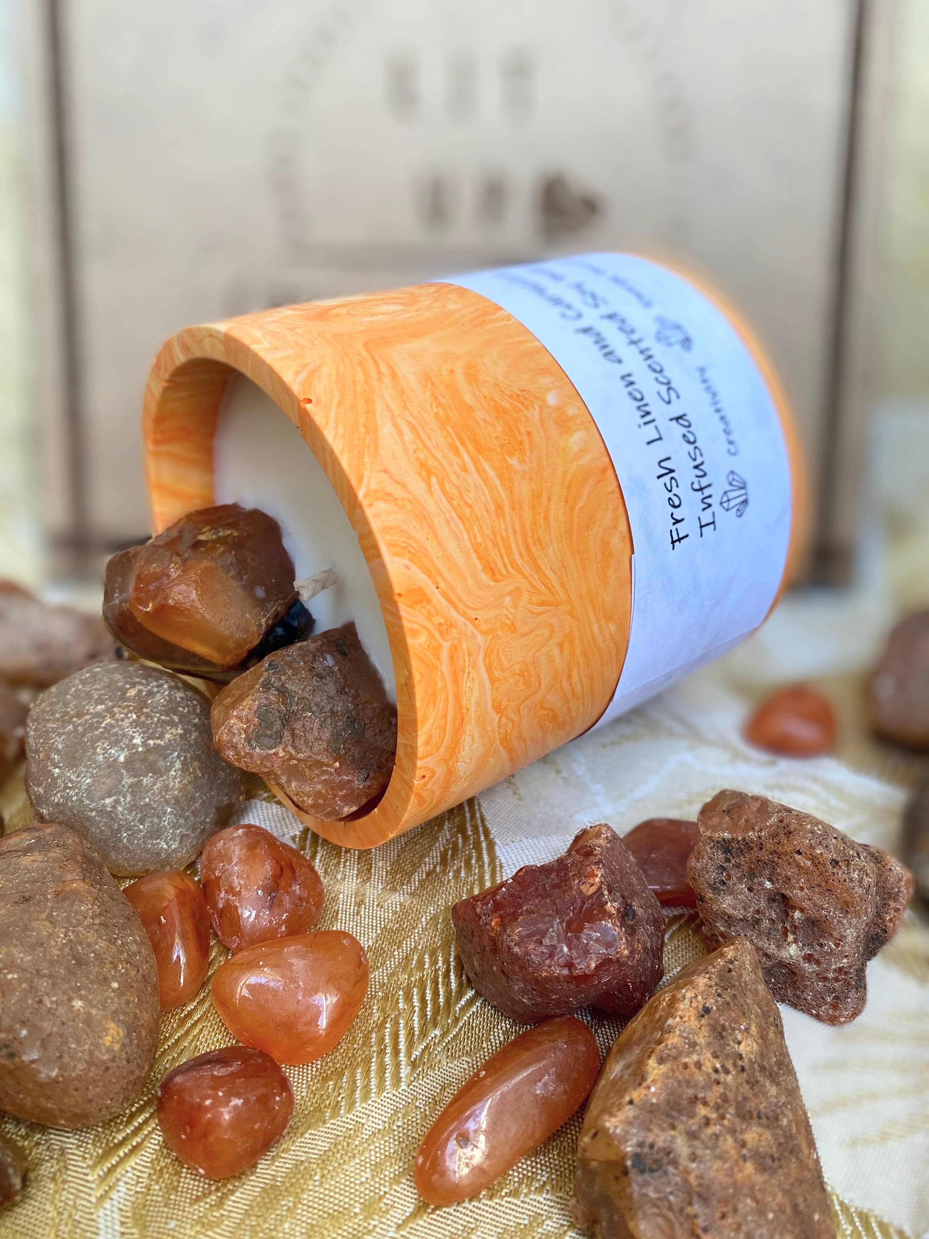 Lit Up, Ireland - Wholesale Jar/Filled Candle - Carnelian / Linen Infused Soul Candle2