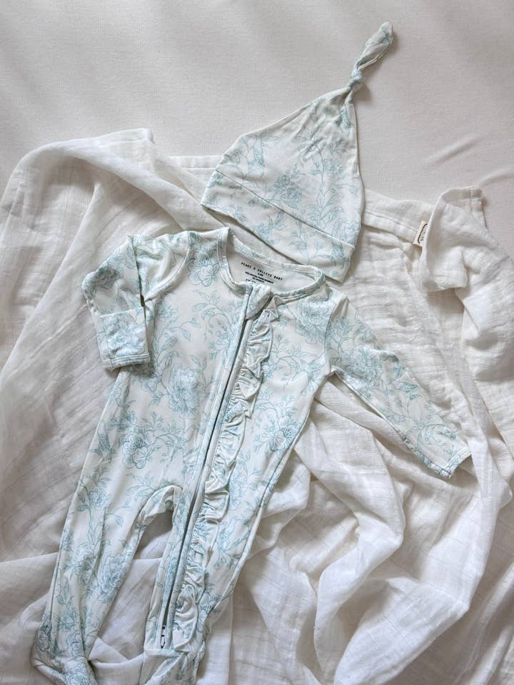 Ruffle Footed Sleeper- Valley Blooms for wholesale by Peaks & Valleys Baby