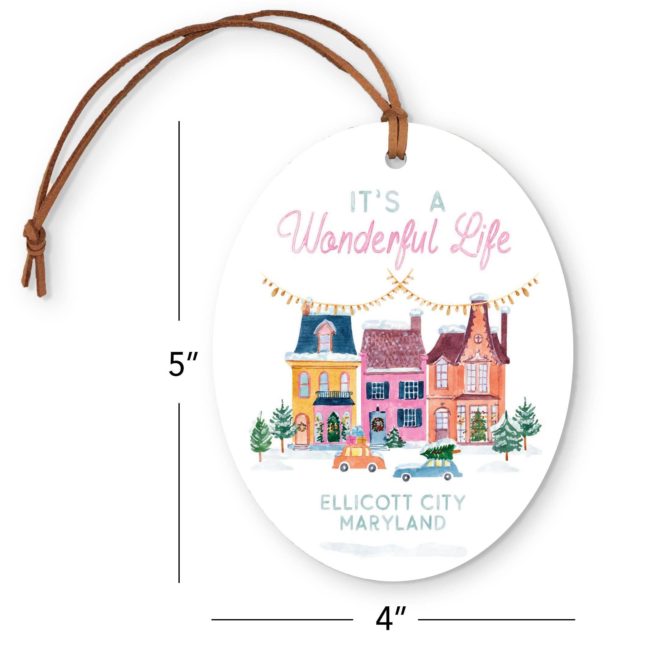 White Oval Ornament-It's A Wonderful Life Ellicott City Maryland for wholesale on Faire3