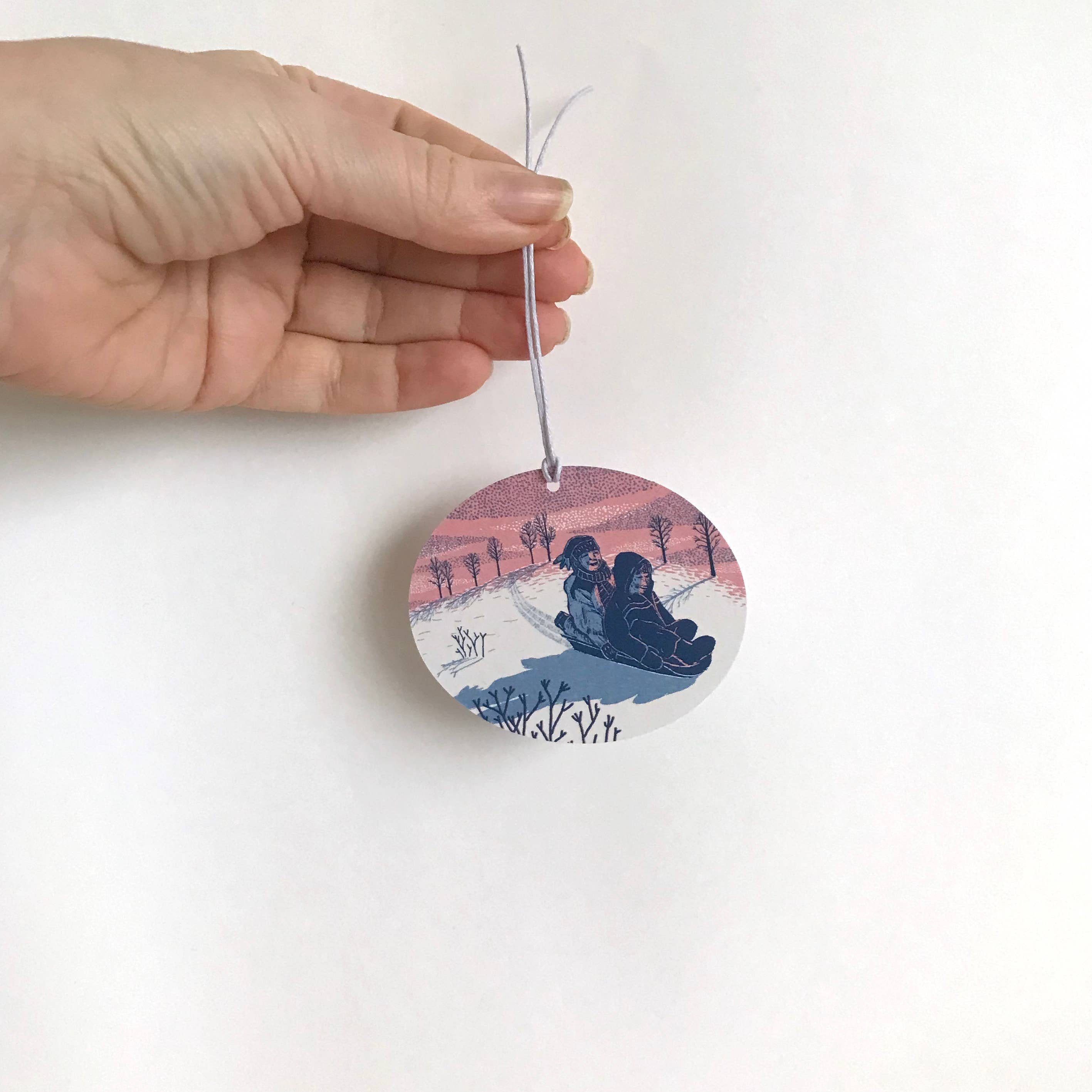 Folded Forest – wholesale Christmas card – Concertina Card - Sledging at Dusk7