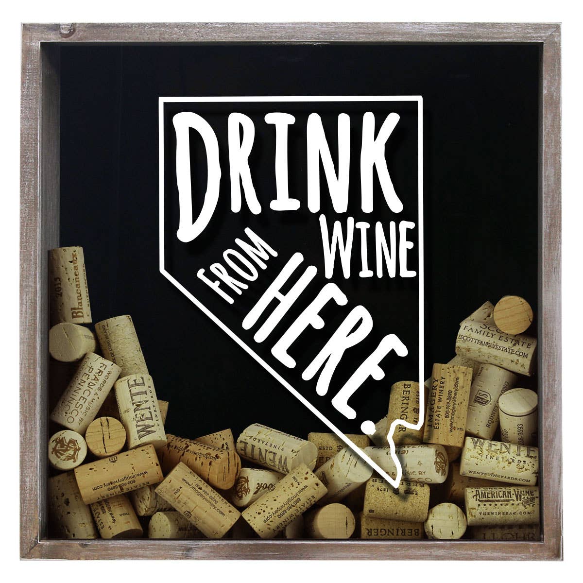 Torched Products - Wholesale Sign - Drink Wine From Here Beer Cap Shadow Box - Farmhouse Antique26