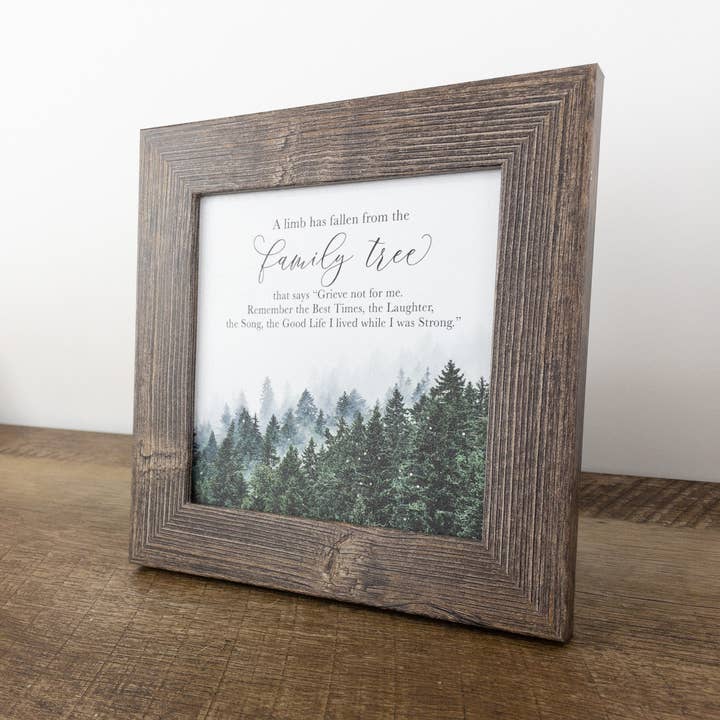 Summer Snow Art - Wholesale Sign - A Limb Has Fallen From The Family Tree Sympathy Art Sign