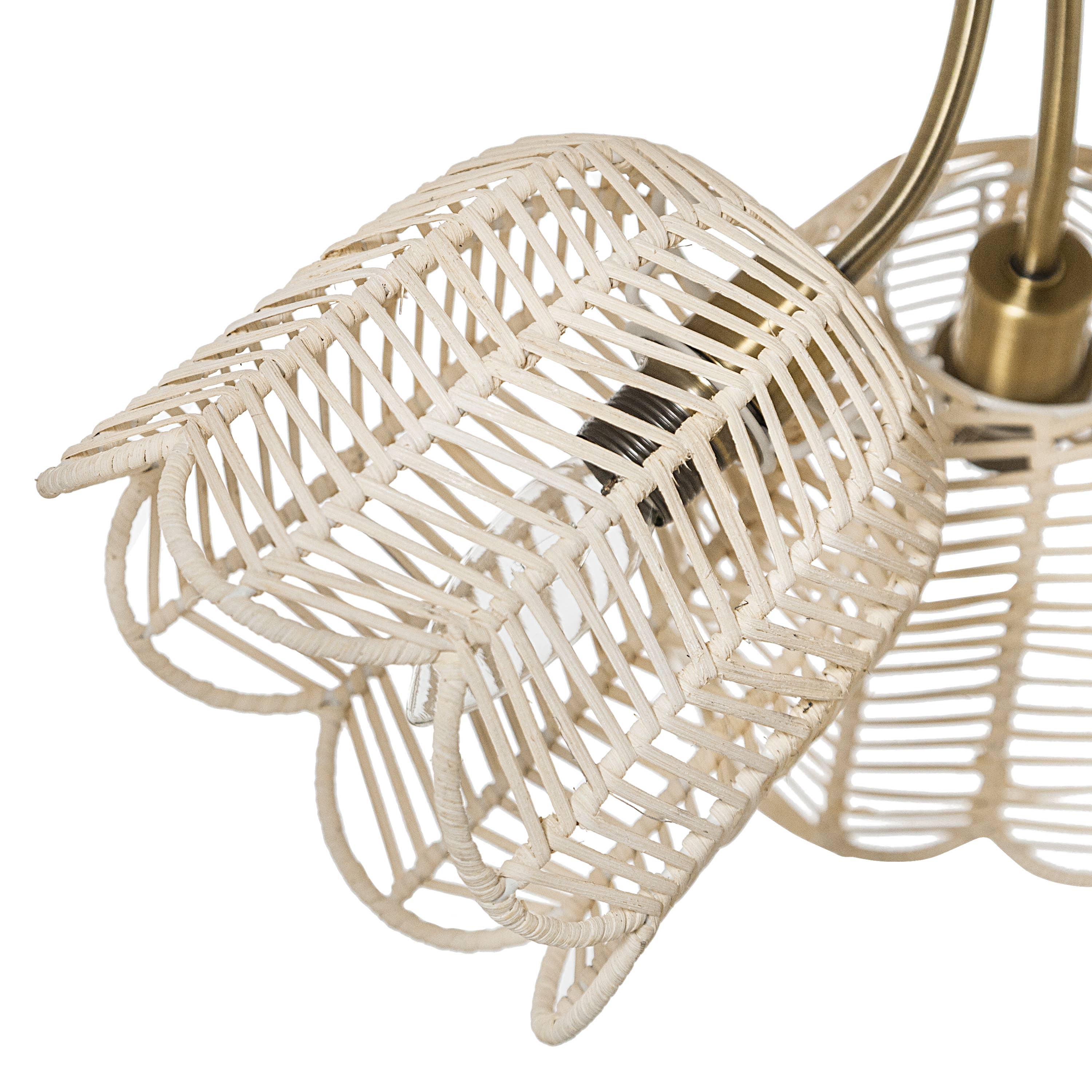 River of Goods - Wholesale Chandelier/Hanging Light - 11.5"H Gold-Colored Metal Ceiling Light with Rattan Shades9