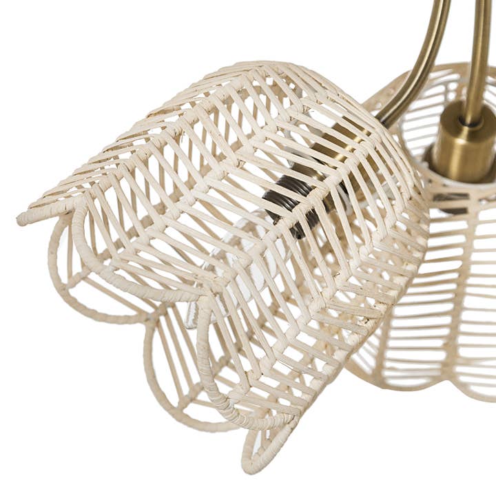 River of Goods - Wholesale Chandelier/Hanging Light - 11.5"H Gold-Colored Metal Ceiling Light with Rattan Shades9
