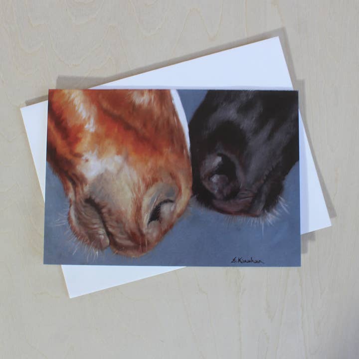 Nuzzle wenskaart voor wholesale door Elizabeth Kinahan Paintings