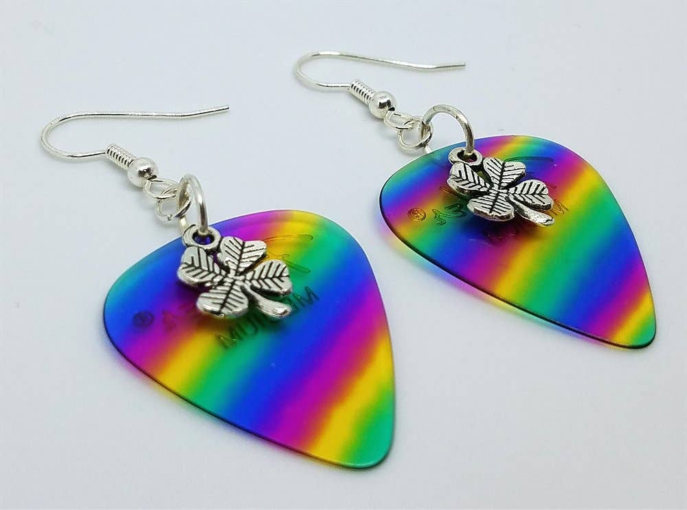 Simply Raevyn - Wholesale Dangle Earrings - Small Shamrock Charm Guitar Pick Earrings5